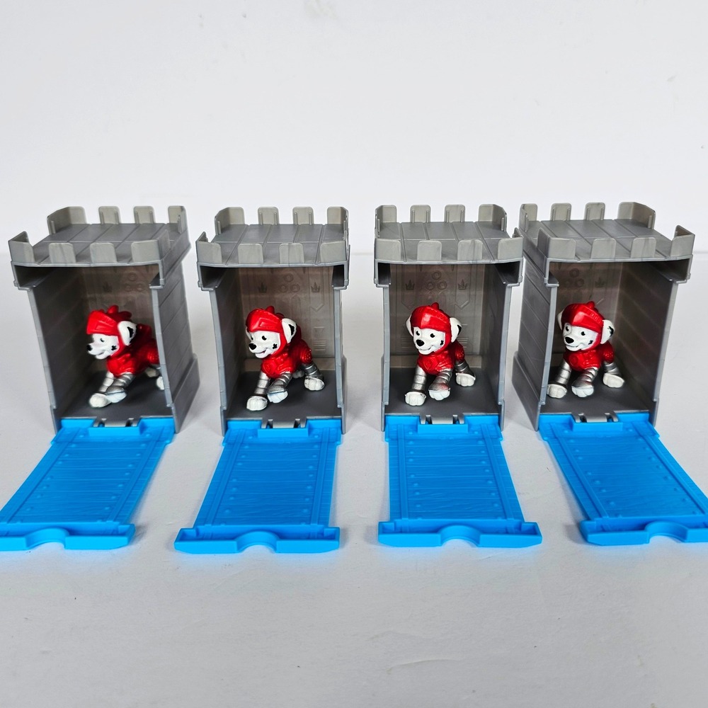 Modern Paw Patrol Marshall Rescue Knights Figures with Castle Towers Lot 4 Toy - Picture 1 of 3